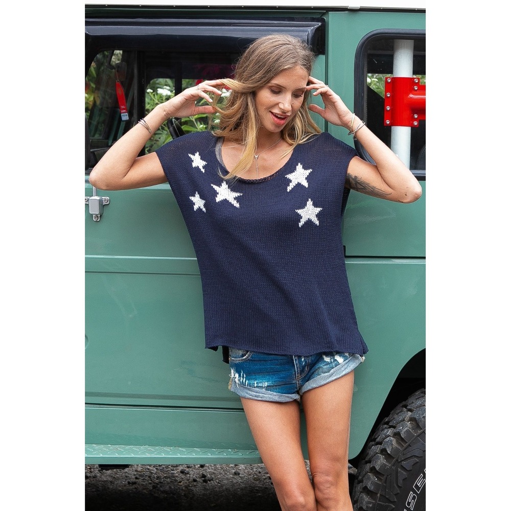 WOODEN SHIPS / Coastal Americana Kelly Tee Cotton Knit Scoop Neck Sweater / M/L